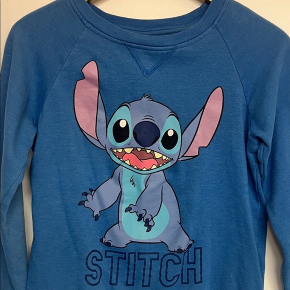 Disney Stitch XS Oversized Women's Crew Sweatshirt Blue #disney #stitch #soft - Picture 2 of 7